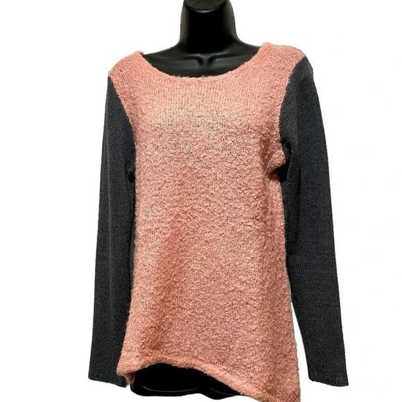 Sundance Mohair Wool Boucle Asymmetrical Gray Pink Womens Sweater size Medium - Picture 1 of 7